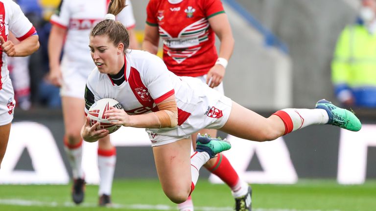 Vicky Molyneux in action for England against Wales