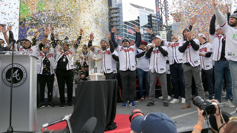 Atlanta Braves celebrate winning the World Series at Truist Park in Georgia