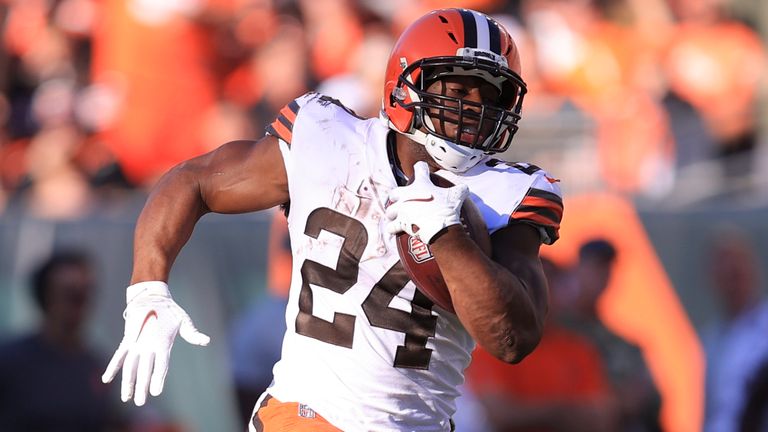 Cleveland Browns' Nick Chubb rushed for two touchdowns