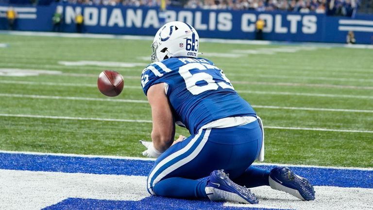 Indianapolis Colts striker Danny Pinter scored on an open touchdown, intercepting Carson Wentz's pass.