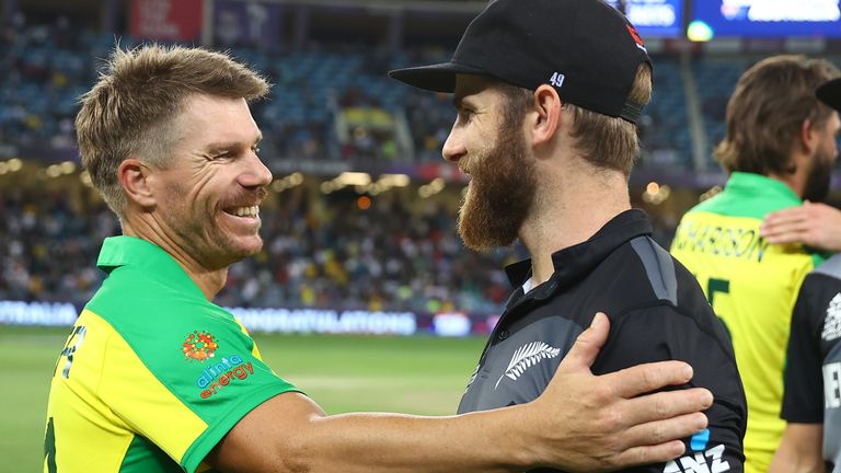 David Warner's half-century helped Australia to the T20 World Cup title with New Zealand captain Kane Williamson's 85 coming in a losing cause