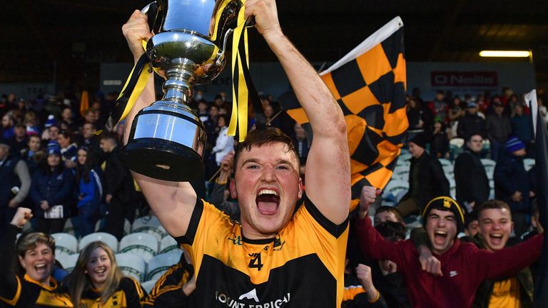 St Eunan's captain Niall O'Donnell lifts the trophy after the Donegal SFC final win over Naomh Conaill