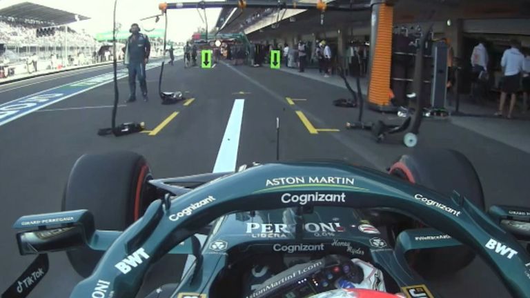 Aston Martin's Sebastian Vettel made a small detour through the McLaren garage during P2 !.