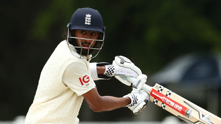 Haseeb Hameed was 53no when rain stopped play in Brisbane