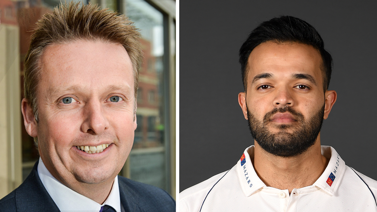 Yorkshire chairman Roger Hutton (left) has resigned over the club's handling of the Azeem Rafiq racism case