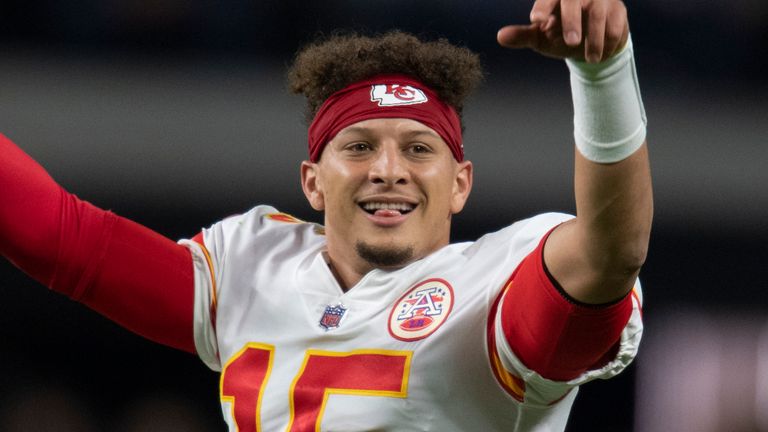 Kansas City Chiefs quarterback Patrick Mahomes threw for 406 yards and five touchdowns in their win over the Las Vegas Raiders