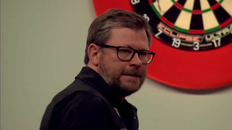 James Wade hits a 148 checkout in his quarter-final against Rob Cross