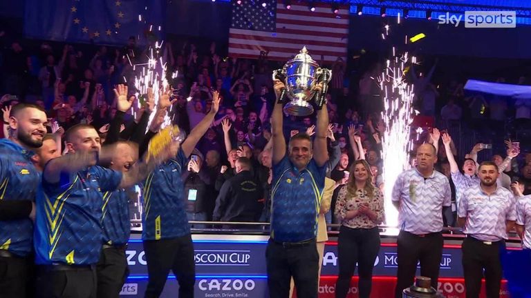 The European team lifted the Mosconi Cup after beating the United States 11-6 to move forward in aggregate wins