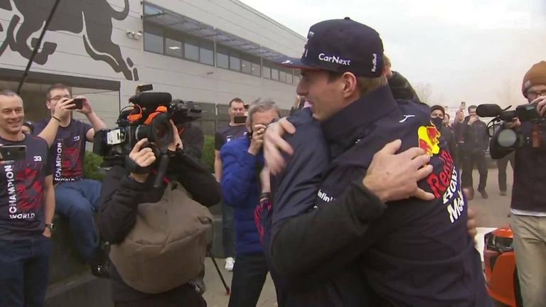 New F1 world champion Max Verstappen has returned to the UK and returned as a hero to Red Bull headquarters.