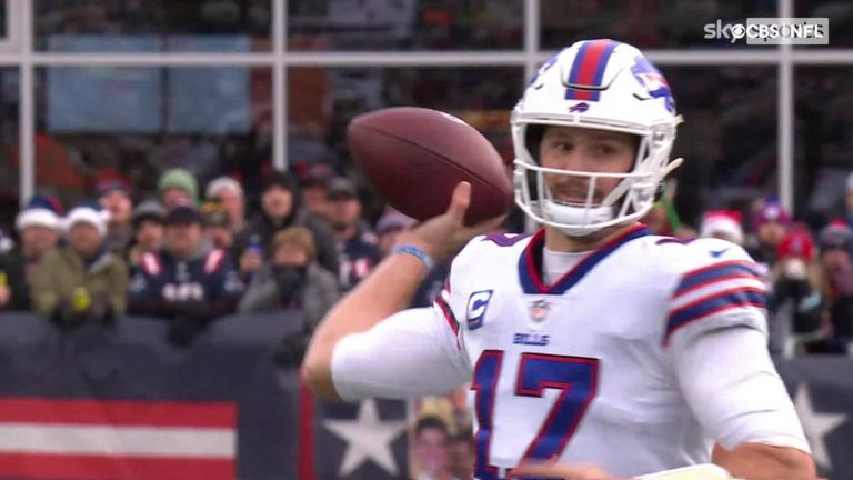 Josh Allen found Stefon Diggs in the endzone for his 100th career touchdown pass in the Buffalo Bills' regular-season win over the New England Patriots