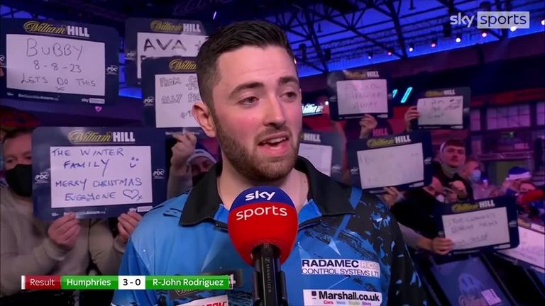 Luke Humphries says he can't wait to face Dave Chisnall in the third round