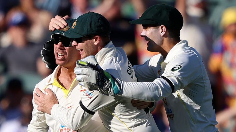 Australia were celebrating after another England batting nightmare in Adelaide