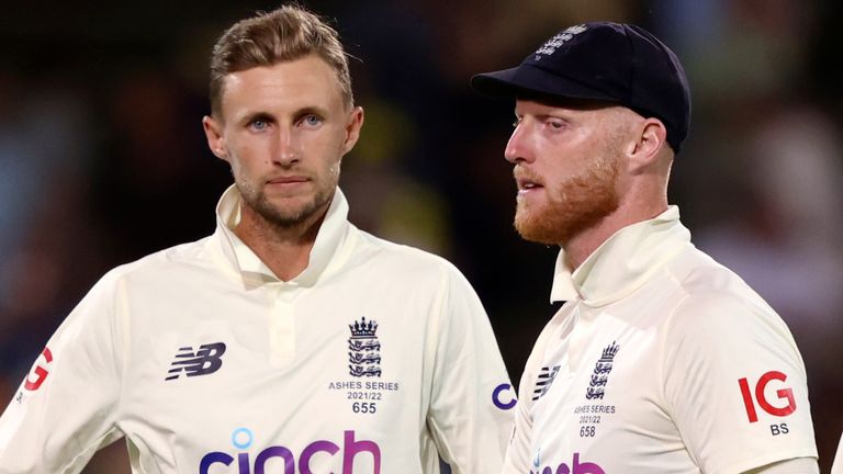Ben Stokes and Root look dejected as England slumped to their latest Ashes defeat
