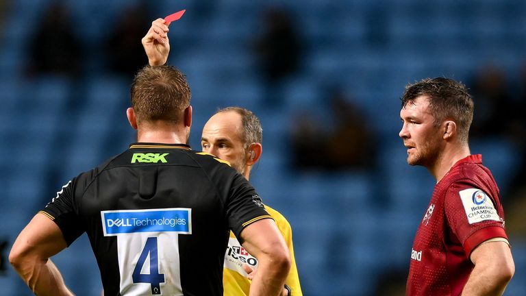 Wasps skipper Brad Shields - who was shifted from back-row to lock before kick off - was red carded for a high tackle 