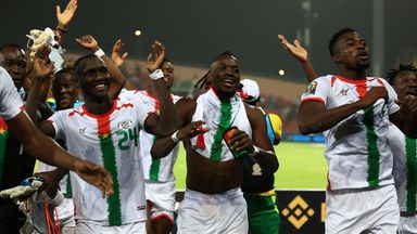 Burkina Faso celebrate reaching the Africa Cup of Nations semi-finals