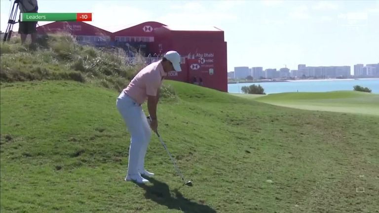 Rory McIlroy jumped up the leaderboard during the final round of the Abu Dhabi HSBC Championship with a stunning hole-out eagle at the par-four ninth. 