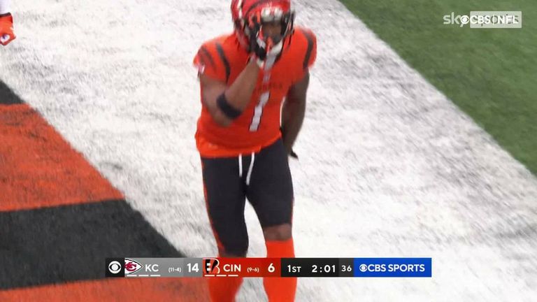 Bengals wide receiver Ja'Marr Chase crosses the Chiefs defense for this 72-yard touchdown