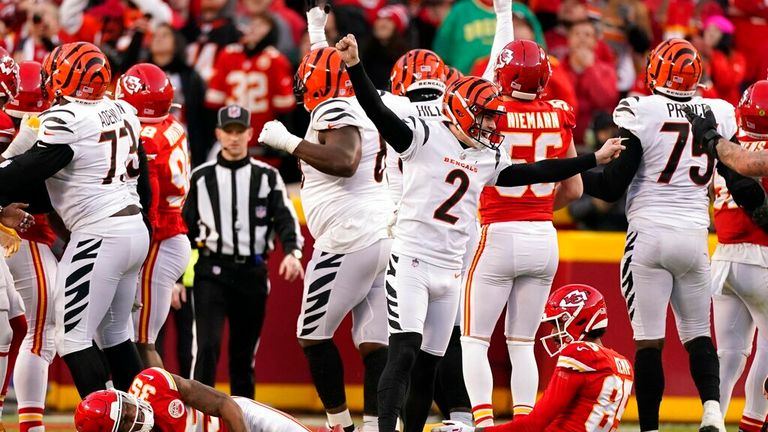 Evan McPherson's overtime field goal sent the Bengals to the Super Bowl after defeating the Chiefs.