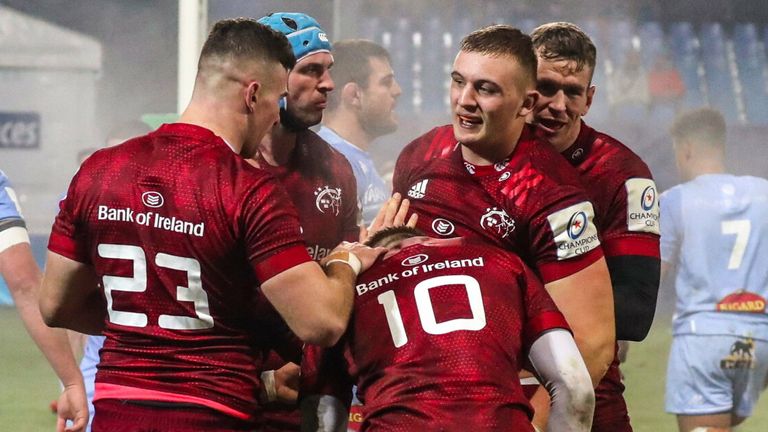 Munster's Gavin Coombes celebrates his last-gasp try to beat Castres in France in the Champions Cup