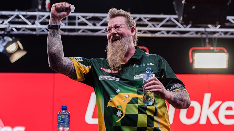 Simon Whitlock stunned Peter Wright, who was making his first TV appearance as a two-time World Champion (photo courtesy of Taka Wu/PDC)