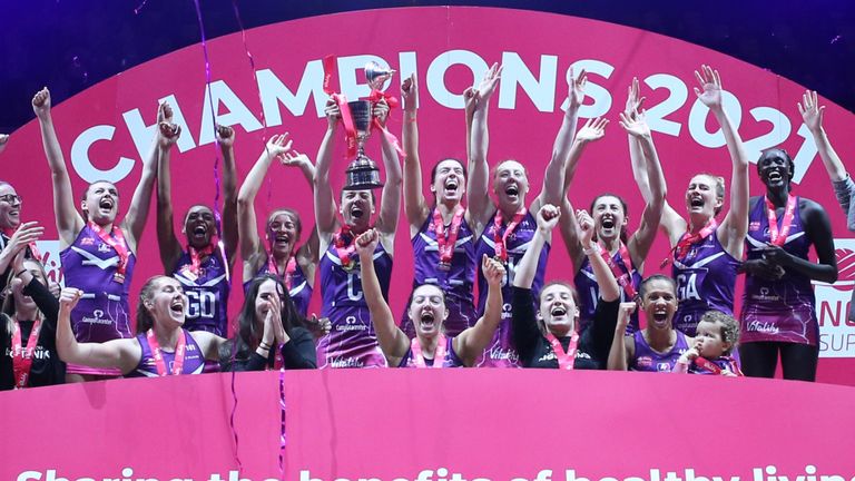 Loughborough Lightning won the Vitality Netball Superleague title in 2021 after falling at the last hurdle three times previously (Image credit: Morgan Harlow)