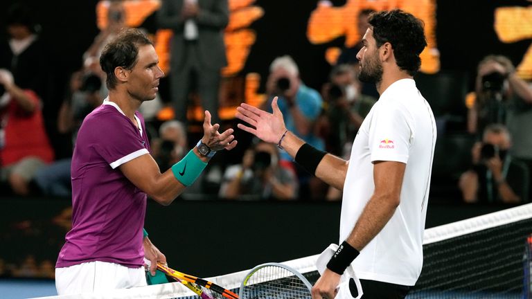 Nadal and Matteo Berrettini spent two hours and 55 minutes on court inside the Rod Laver Arena