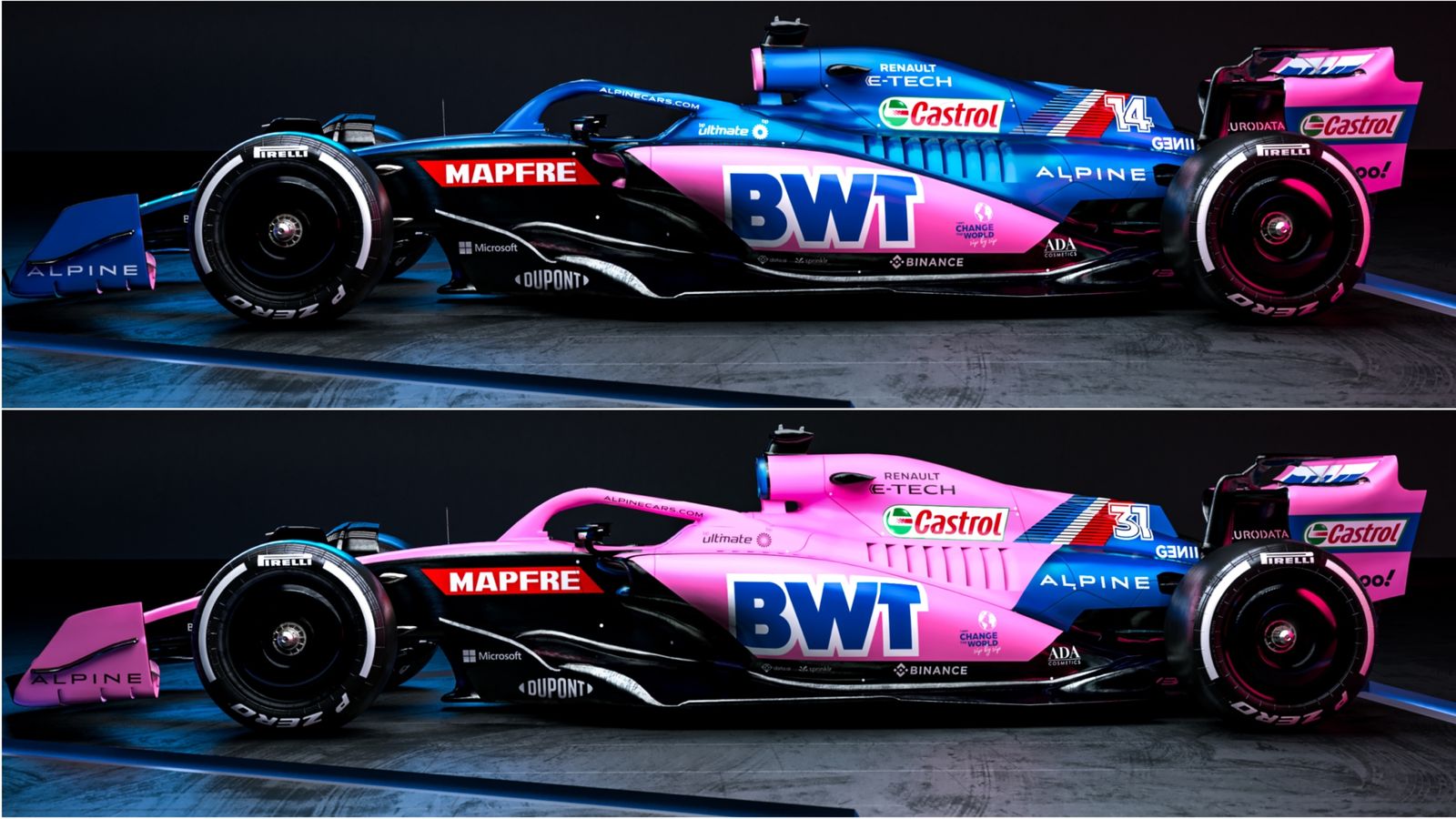 Alpine launch 2022 F1 car Striking new blue and pink look revealed
