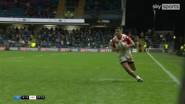 Mitchell Pearce and Josh Drinkwater combined to find Sam Tomkins out the back who threw a lovely long pass to put Fouad Yaha over in the corner.