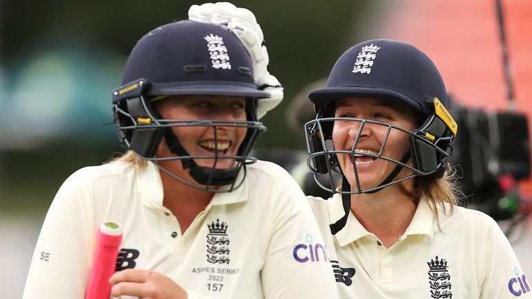 Sophie Ecclestone and Kate Cross saw off the final 13 deliveries as England battled to a draw in the standalone Test match