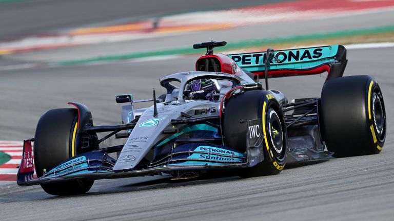 Hamilton drove in the afternoon session on day one of testing in Barcelona