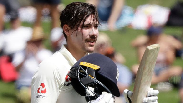 England opener Rory Burns celebrates his hundred in Hamilton during the tour of New Zealand in late 2019