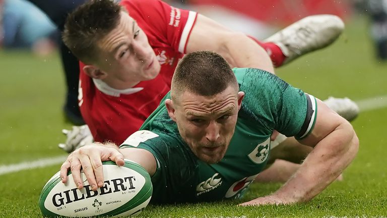 Andrew Conway scored two tries in seven second-half minutes against Wales