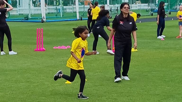 Safina Aziz's daughter Inaaya takes part in the Sky Dynamos Intros session at Lord's