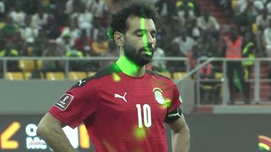 Mohamed Salah had lasers shining on him when he missed a spot-kick in the shoot-out for Egypt (Credit: Mola TV)