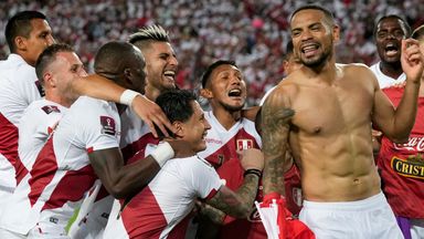 Peru celebrate after clinching the South American World Cup play-off spot