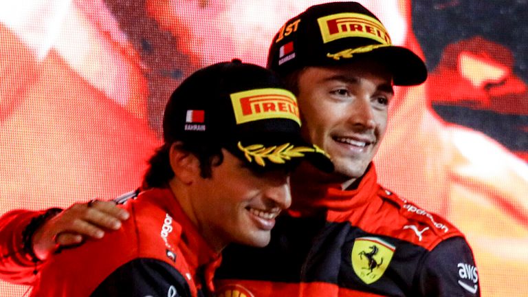 Charles Leclerc says he pleased Ferrari teammate Carlos Sainz will line up behind him as Leclerc claims pole position in the Miami GP.