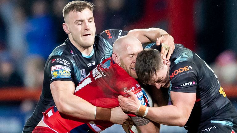 Hull KR's Dean Hadley is tackled