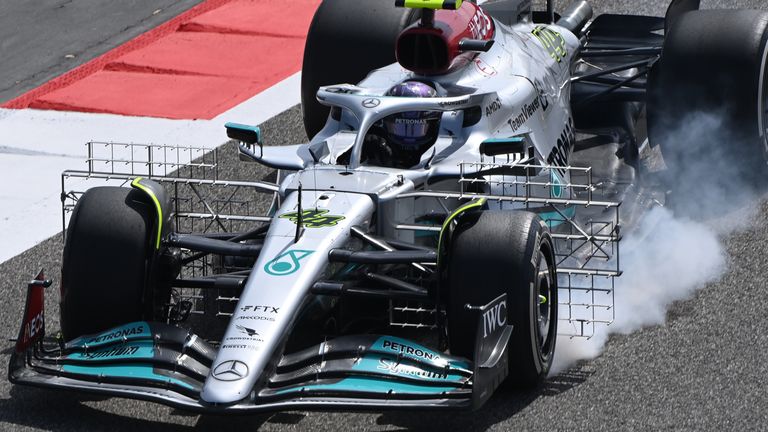  Lewis Hamilton locks up during the opening morning of the final F1 test