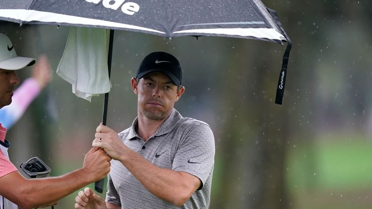 Rory McIlroy was seven shots off the lead when play was suspended at The Players