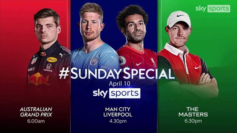 ¡Prepárate para un #SundaySpecial en Sky Sports con el Gran Premio de Australia, Manchester City vs Liverpool y la conclusión de The Masters en vivo!