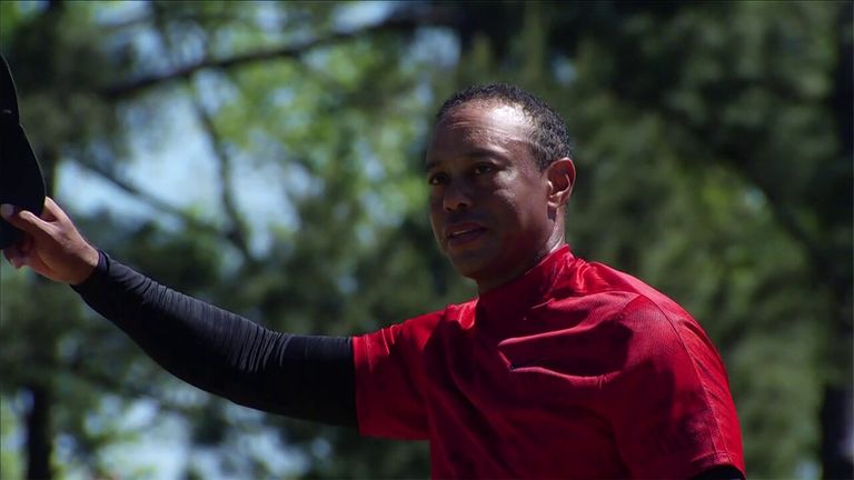 Tiger Woods receives a standing ovation from the Augusta patrons after carding a final-round 78 at The Masters