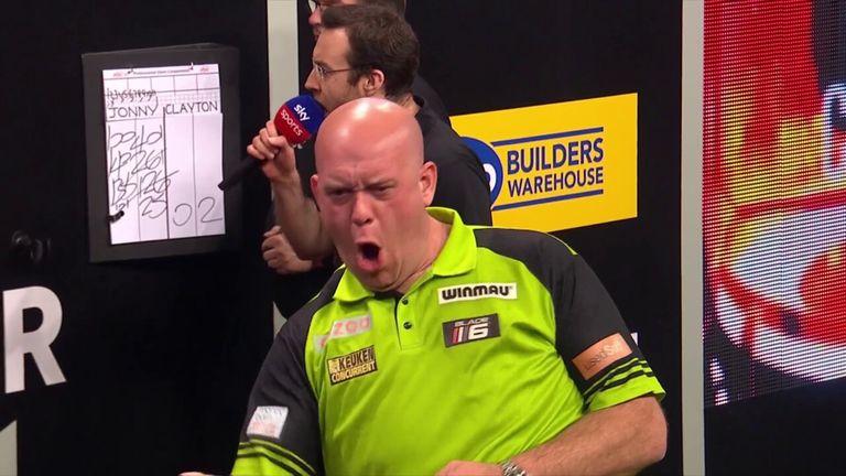 Van Gerwen produced this huge 152 checkout against Clayton in an epic quarter-final