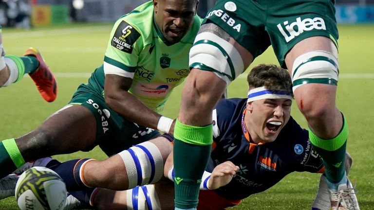 Edinburgh's Connor Boyle celebrates as Edinburgh crushed Section Paloise