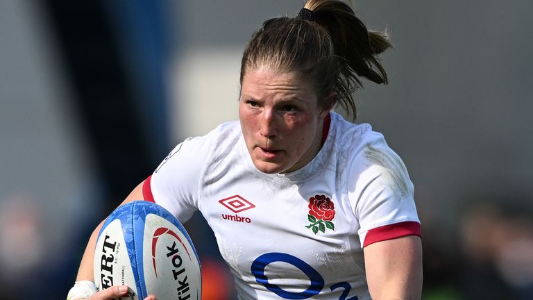 Lydia Thompson scored a hat-trick in England's 74-0 thumping of Italy in Parma