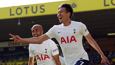 Heung-Min Son scored twice at Norwich to share Golden Boot with Mohamed Salah on 23 goals