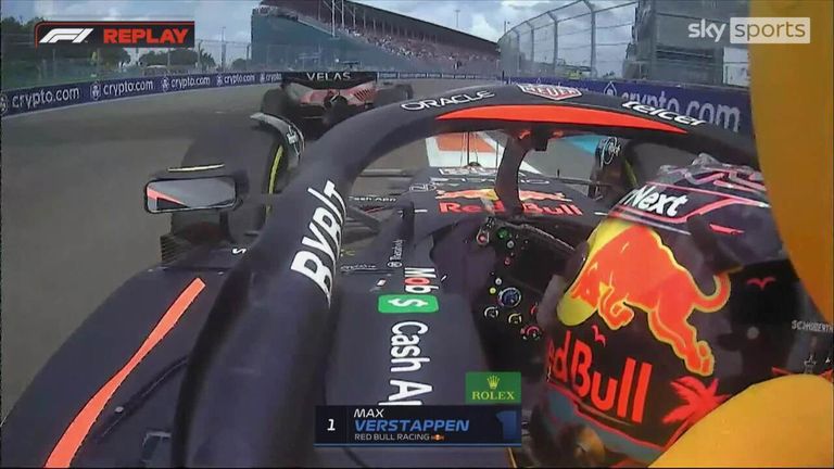 Max Verstappen leads the Miami GP after a nice manoeuvre on Charles Leclerc