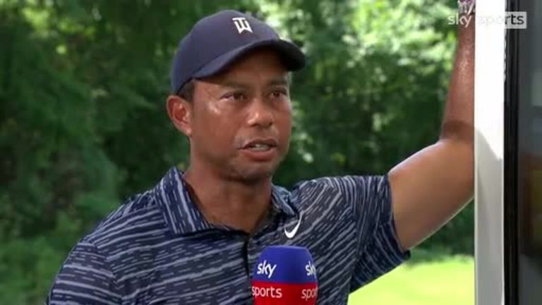 Tiger Woods says he struggled both physically and mentally in the first round of the PGA Championship.