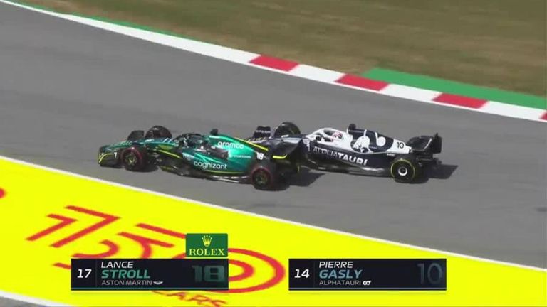 Stroll spun his Aston Martin after making contact with AlphaTauri's Gasly at the Spanish GP
