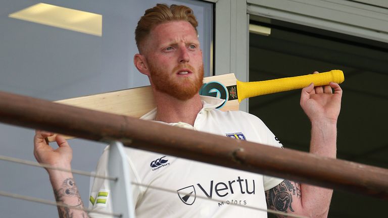 Ben Stokes spends the day watching Durham take on Worcestershire from his balcony.