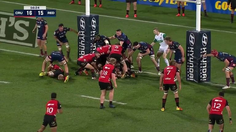 The best of the action from the Super Rugby clash between the Crusaders and the Reds